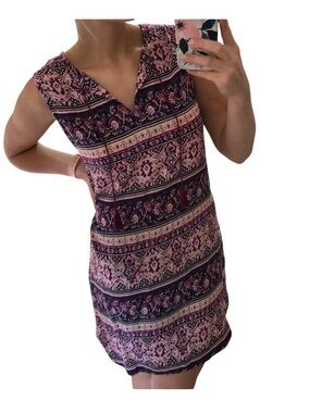 Beach Lunch Lounge Shift Dress Tunic Women's Small Sleeveless Boho V-Neck